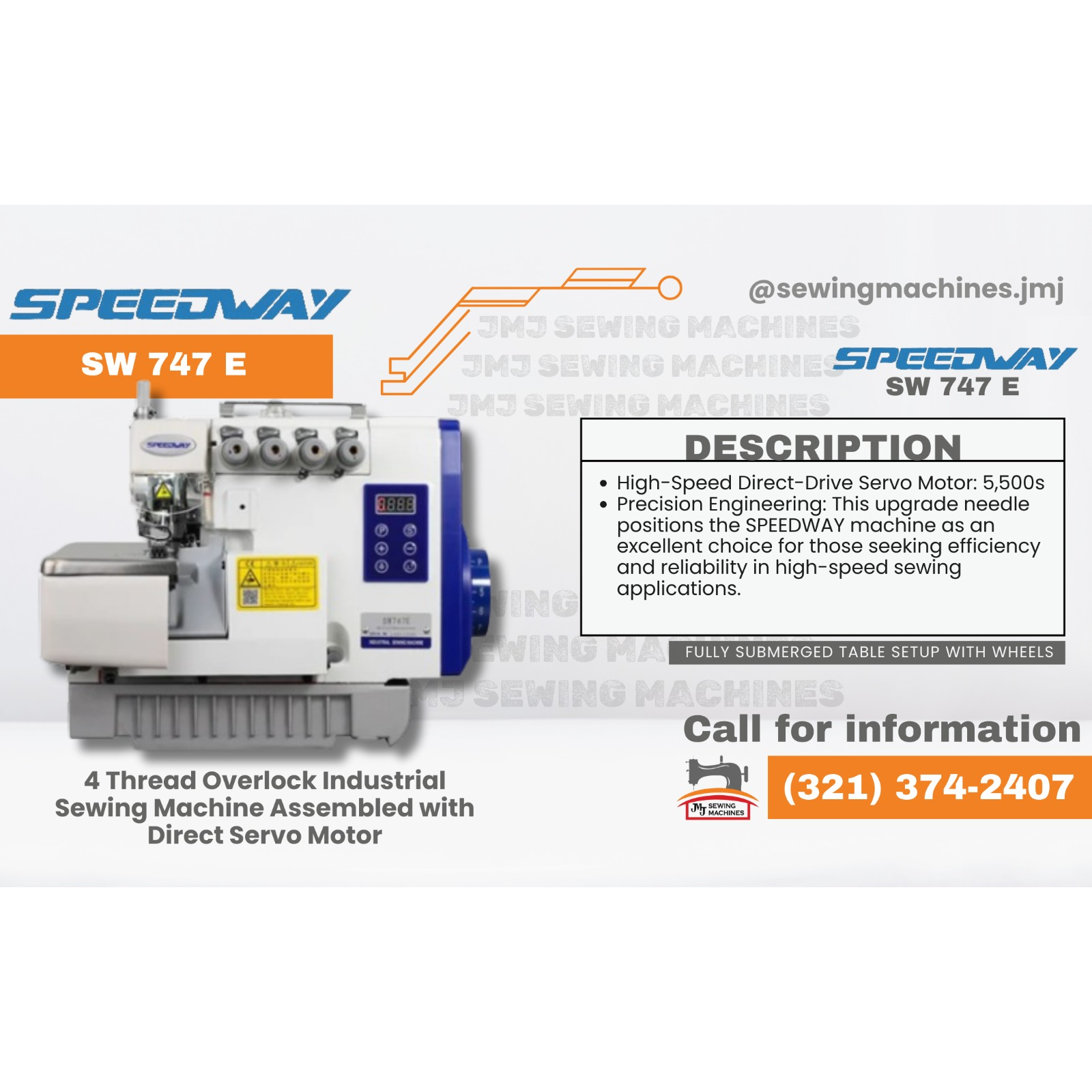 SPEEDWAY SW 747 E 4 Thread Overlock Industrial Sewing Machine Assembled with Dir image 0
