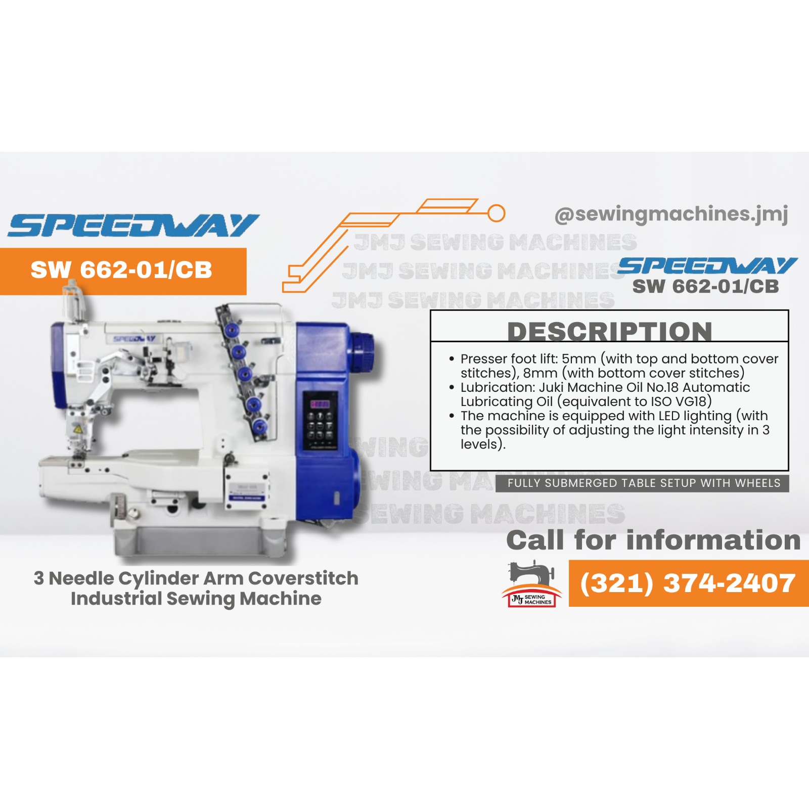 SPEEDWAY SW 662-01/CB3 Needle Cylinder Arm Coverstitch Industrial Sewing Machine image 0