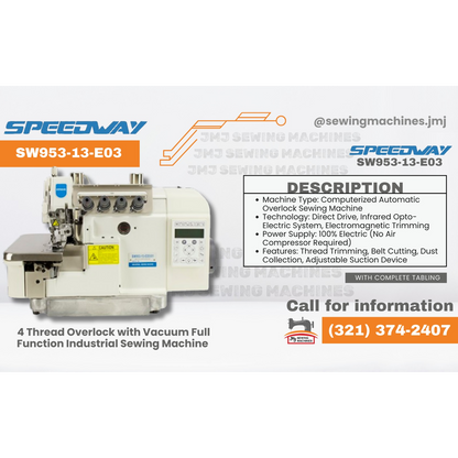 SPEEDWAY SW 953-13-ED3-4 Thread Overlock with Vacuum Full Function Industrial Se image 0