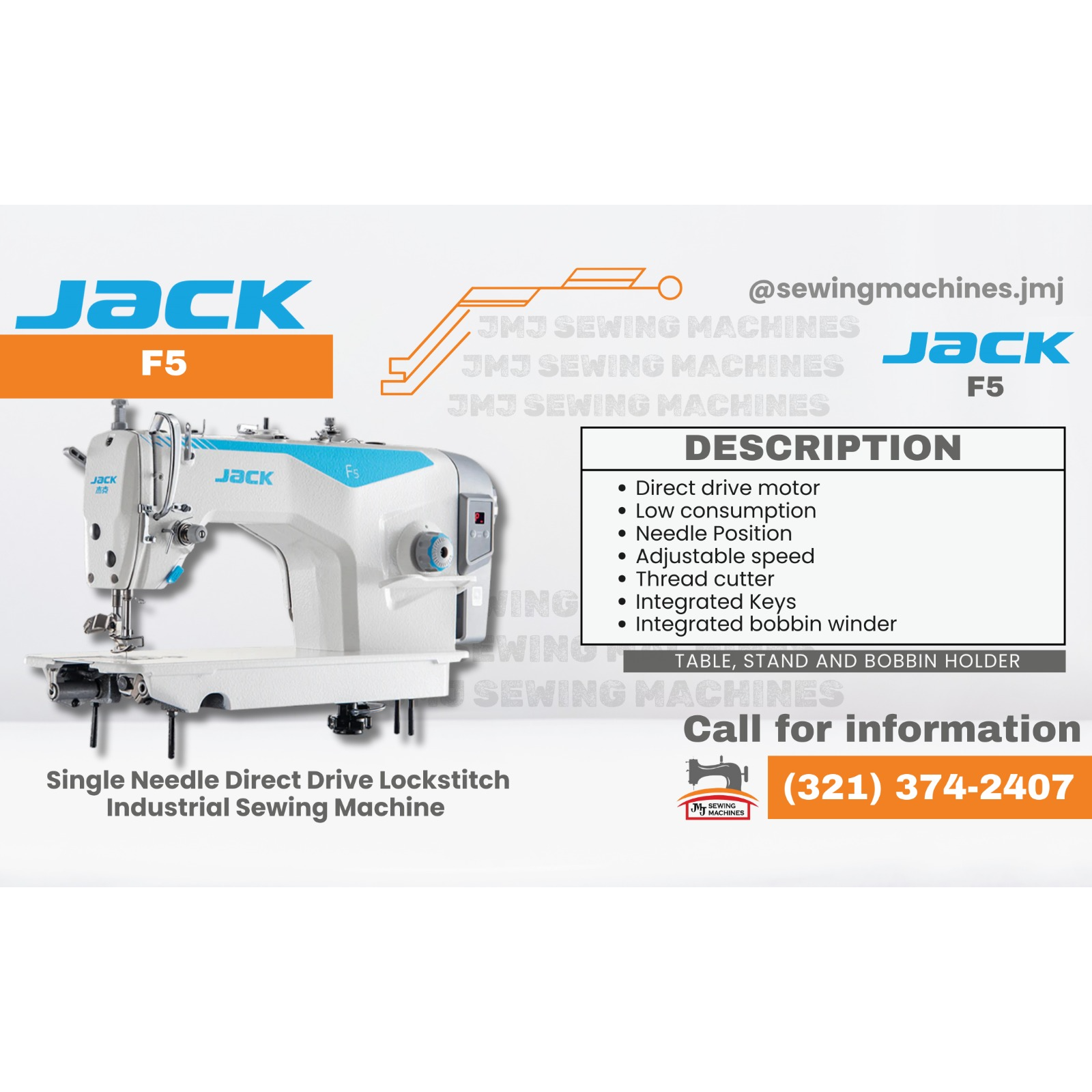 JACK F5 HL7 Single Needle Direct Drive Lockstitch image 0